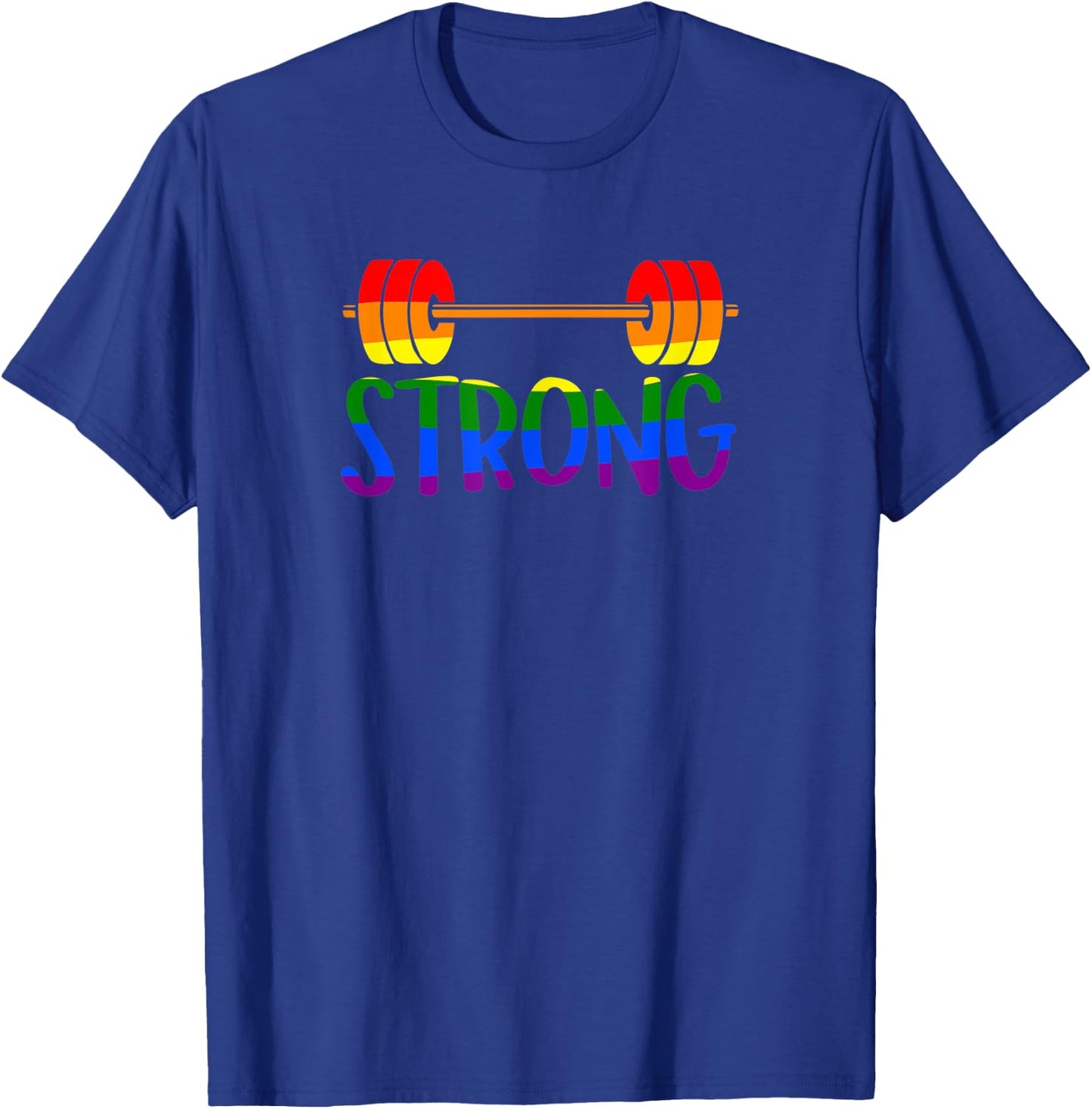 Gay Pride STRONG Gym Rainbow Barbell T-Shirt - T-Shirt | Royal
