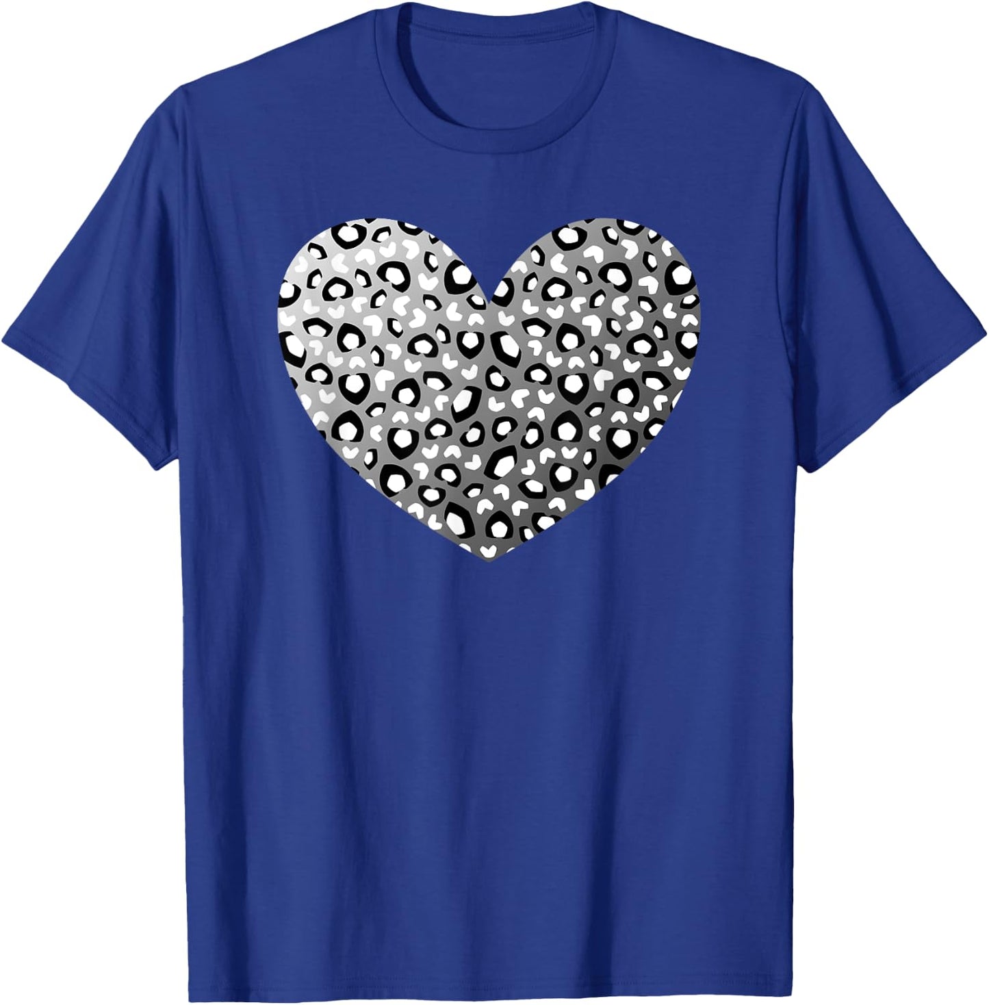 Black Leopard Heart Pattern Cheetah Print White Gray T-Shirt - T-Shirt | Royal