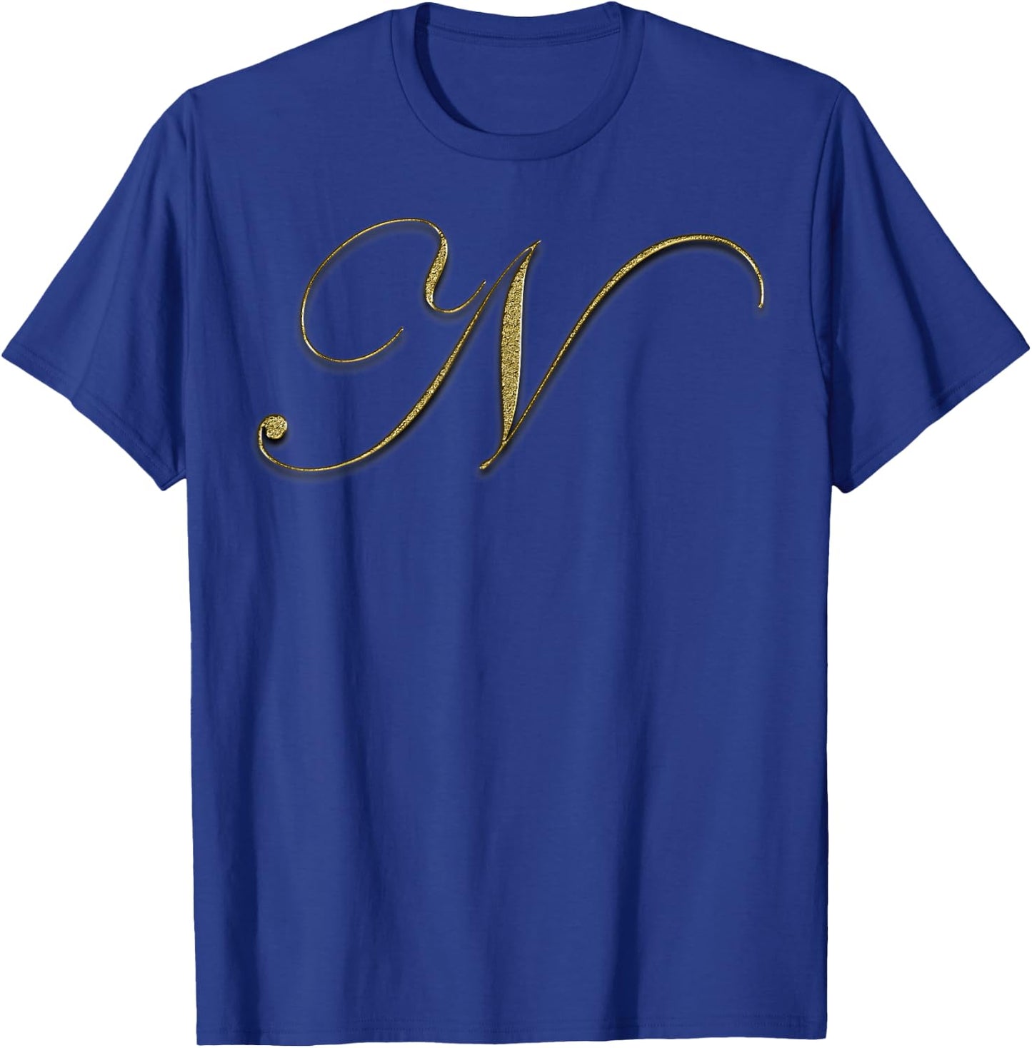 Monogram Initial Letter N Gold T-Shirt - T-Shirt | Royal
