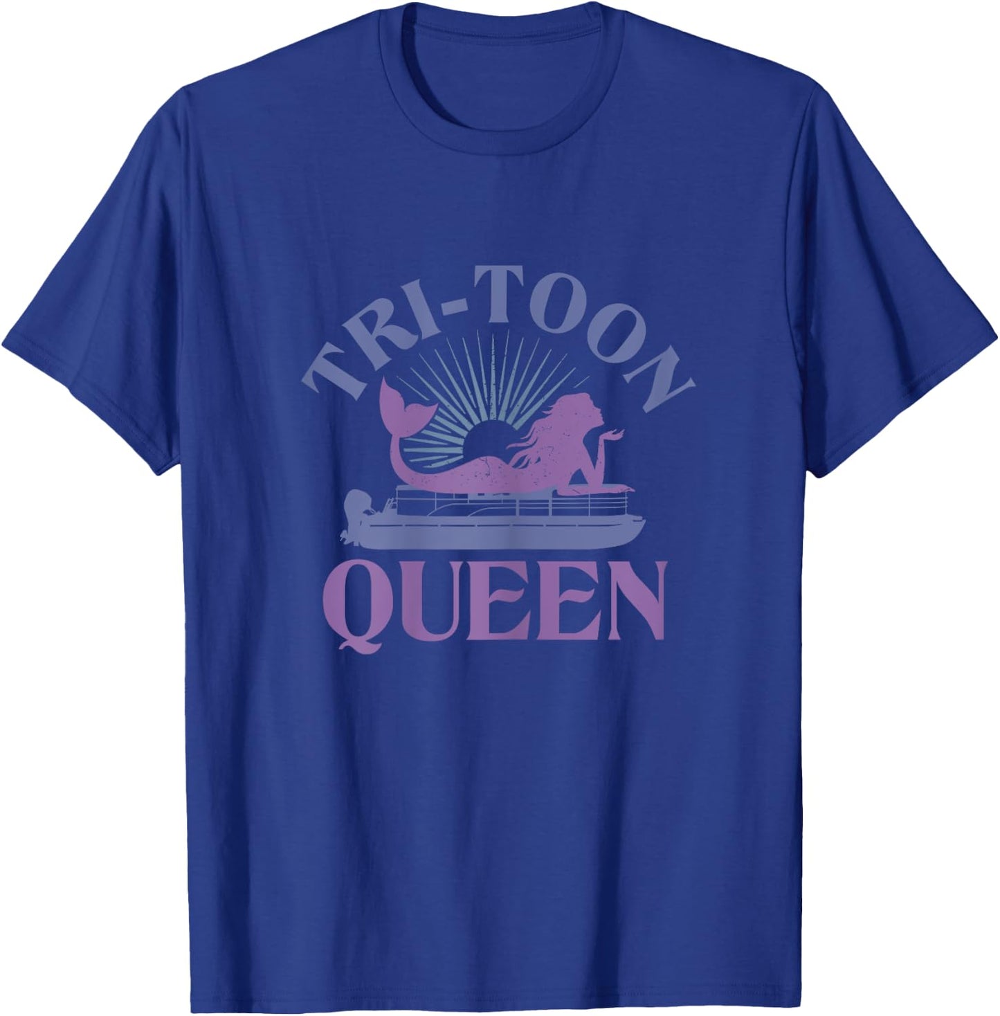 Tritoon Queen Flatboat Pontoon Boat Life Tri-Toon T-Shirt - T-Shirt | Royal