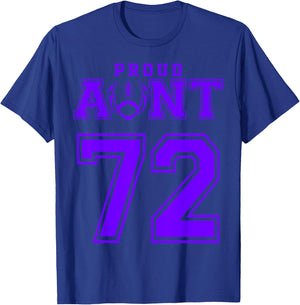 Custom Proud Football Aunt Number 72 P Personalized T-Shirt - T-Shirt | Royal