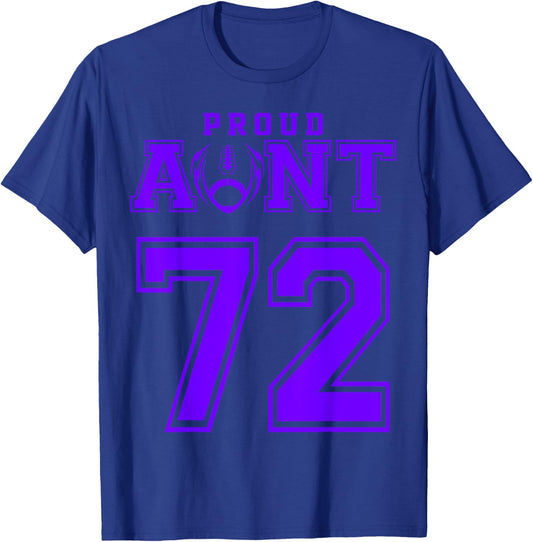 Custom Proud Football Aunt Number 72 P Personalized T-Shirt - T-Shirt | Royal