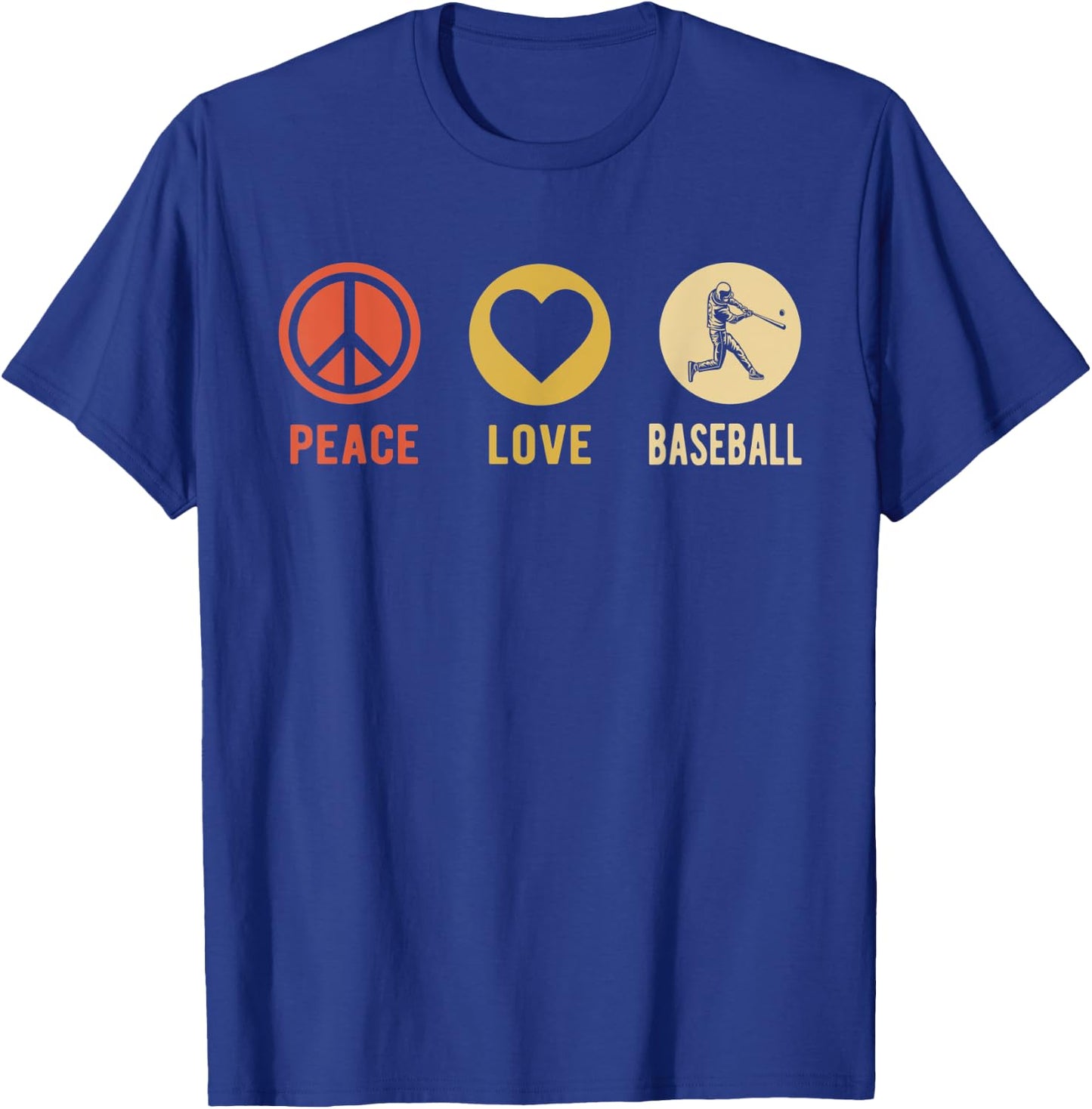Vintage Peace Love Baseball sports lover Player gifts T-Shirt - T-Shirt | Royal