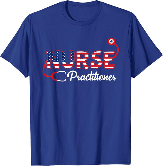 USA American flag Nurse Practitioner Stethoscope Patriotic Men T-Shirt - T-Shirt | Royal