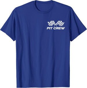 Pit Crew Race Car Checkered Hosting Birthday Party Parents T-Shirt - T-Shirt | Royal