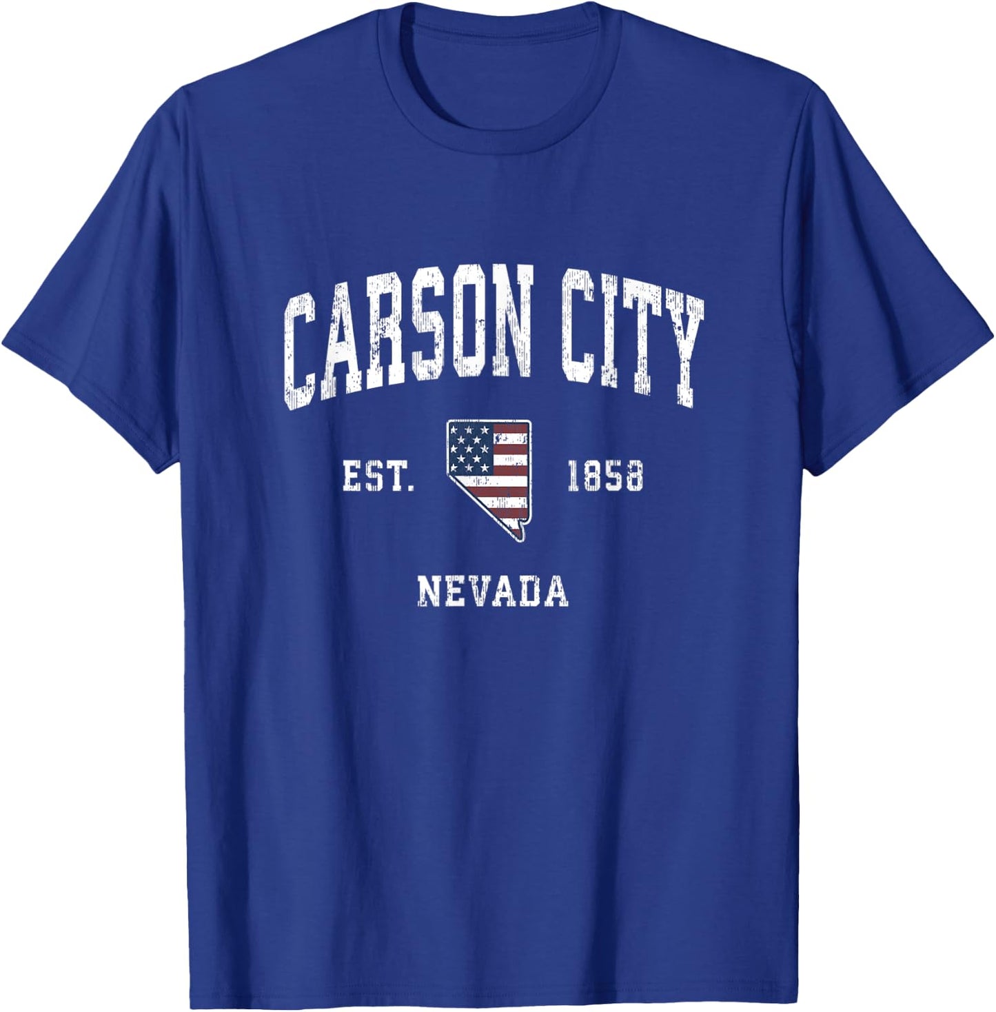 Carson City Nevada NV Vintage American Flag Sports Design Women Kids Men T-Shirt - T-Shirt | Royal