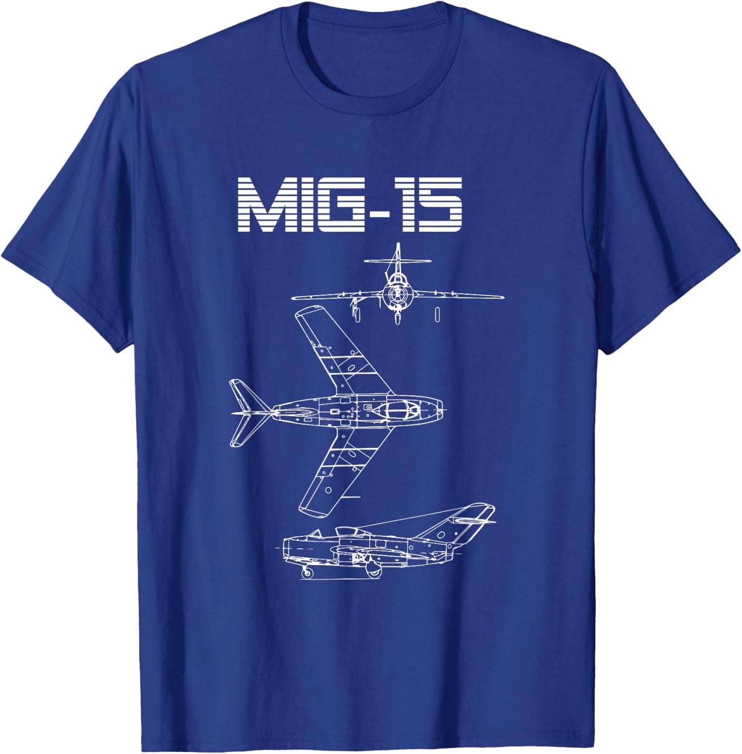 Mig-15 Soviet Plane Warbird Blueprint Schematics Diagram T-Shirt - T-Shirt | Royal