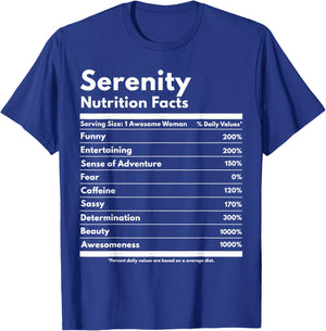 Serenity Nutrition Facts Funny Personalized Name Serenity T-Shirt - T-Shirt | Royal