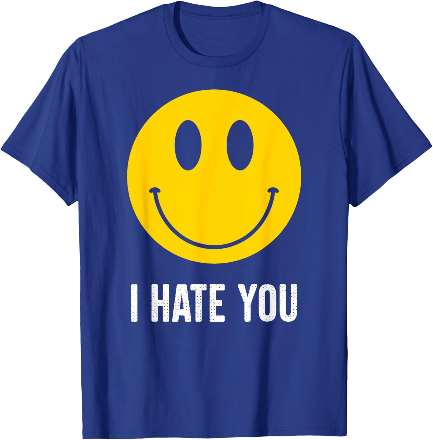 Retro Vintage Yellow Happy Smile Face Emoticon I Hate You T-Shirt - T-Shirt | Royal