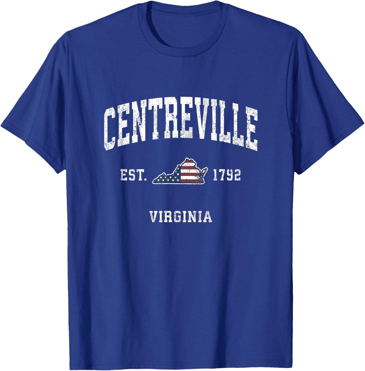 Centreville Virginia VA Vintage American Flag Sports Design T-Shirt - T-Shirt | Royal