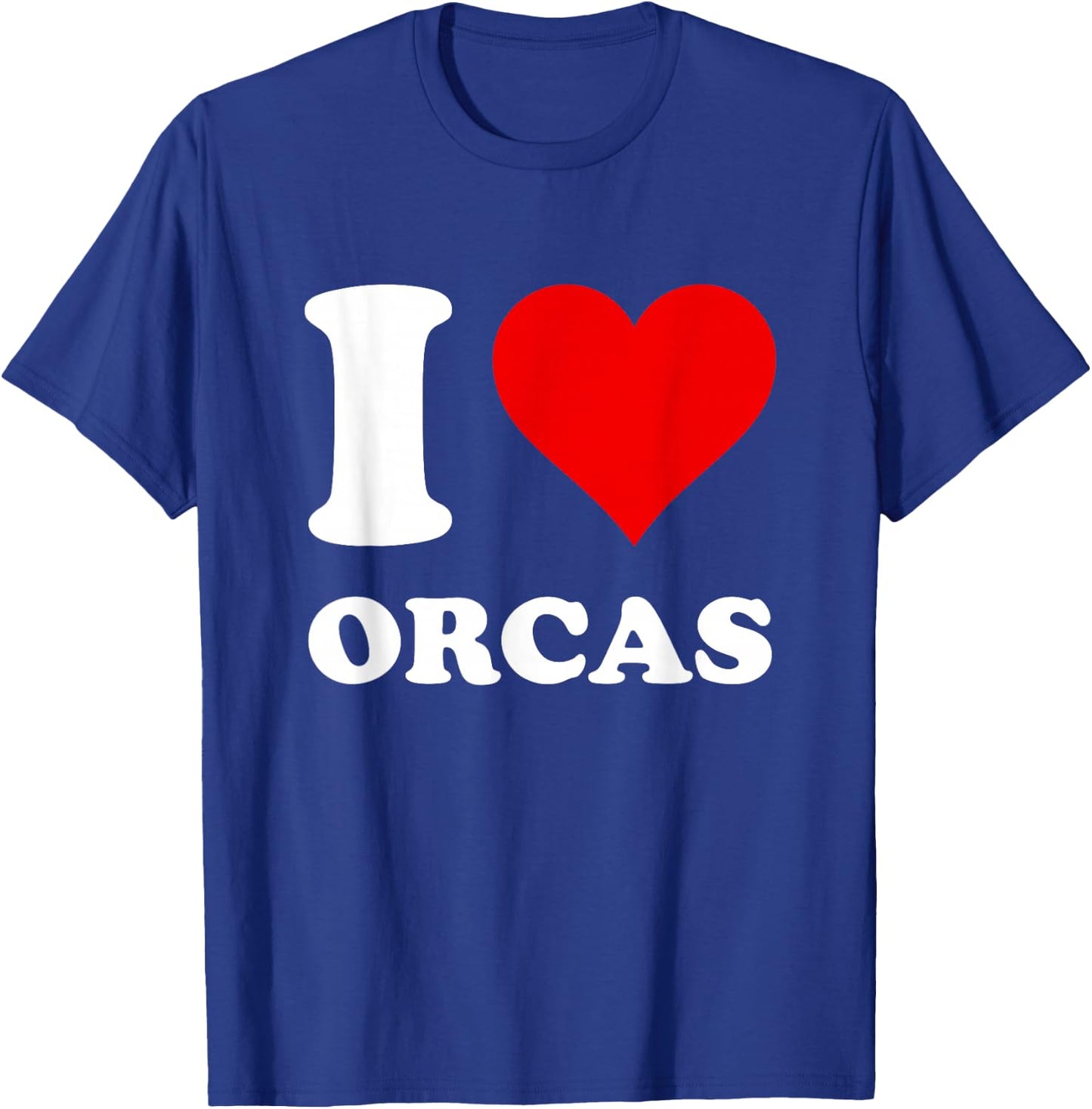 Red Heart I Love Orcas T-Shirt - T-Shirt | Royal