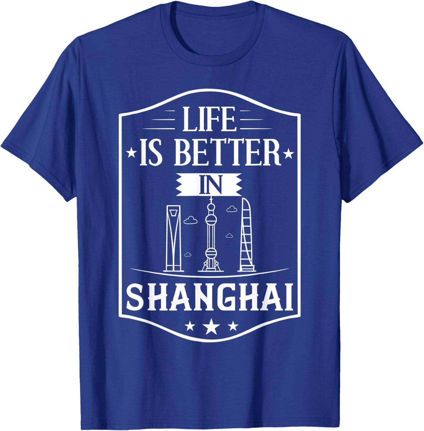 Shanghai China City Skyline Map Travel T-Shirt - T-Shirt | Royal