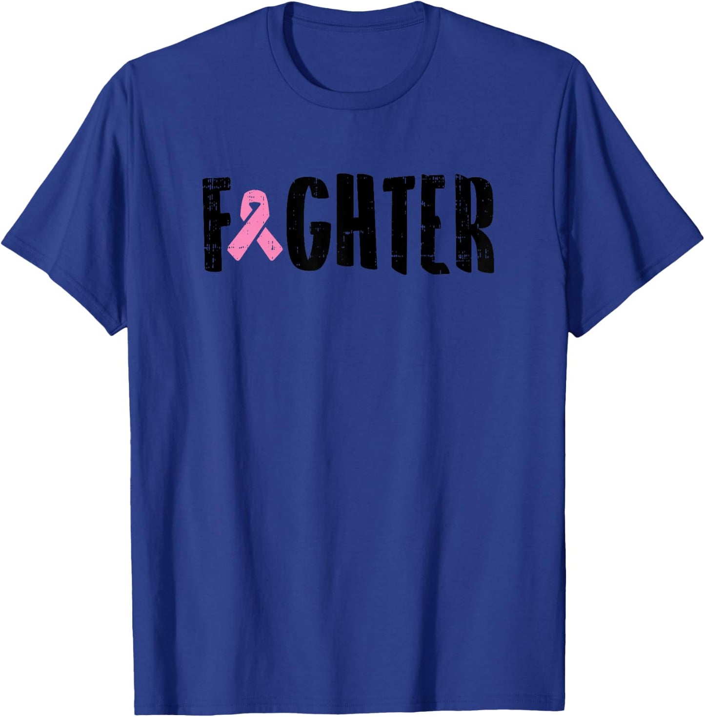 Fighter Pink Ribbon Breast Cancer Awareness Warrior Gift T-Shirt - T-Shirt | Royal
