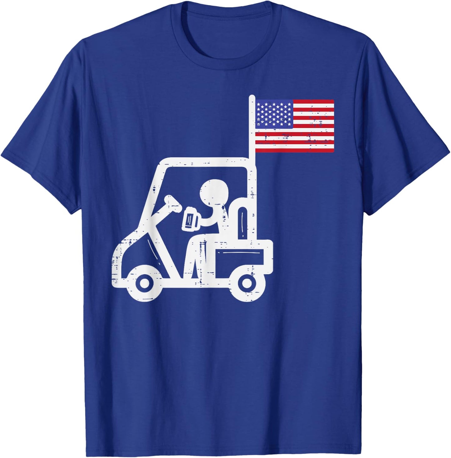 Golf Cart Flag Beer Funny Golfing Drinking Golfer Men Women T-Shirt - T-Shirt | Royal