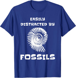 Easily Distracted By Fossils Funny Fossil Collector T-Shirt - T-Shirt | Royal