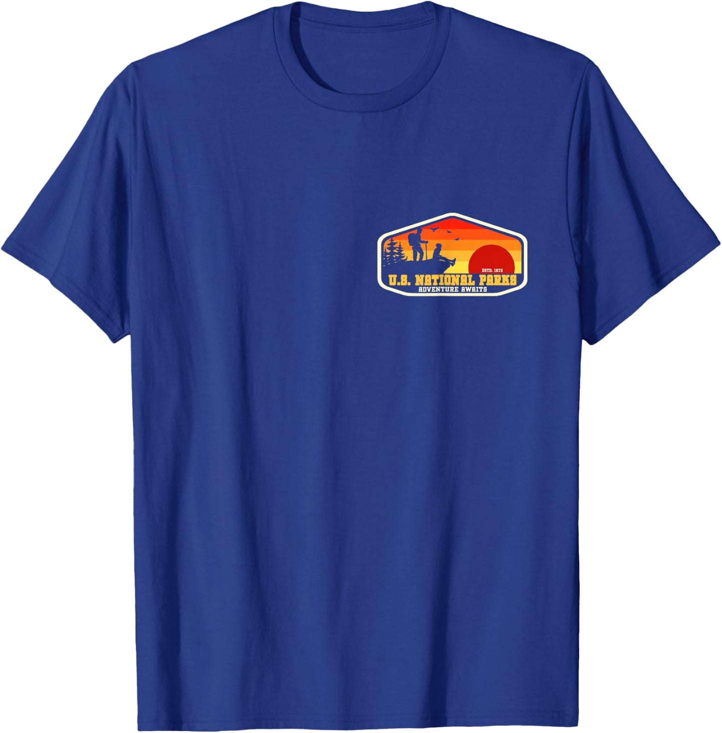 All 63 US National Parks Map Graphic (+ back print) T-Shirt - T-Shirt | Royal