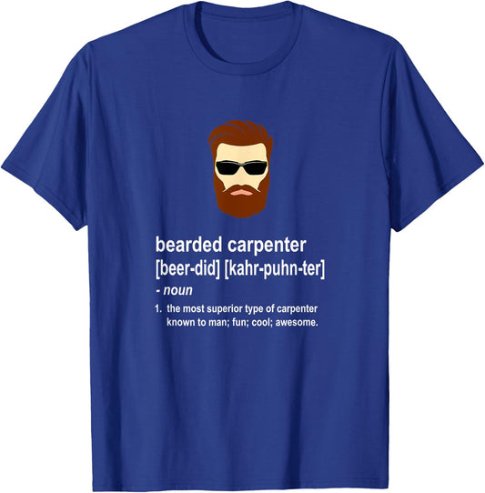 Funny Beard Carpenter Gift T-Shirt - T-Shirt | Royal