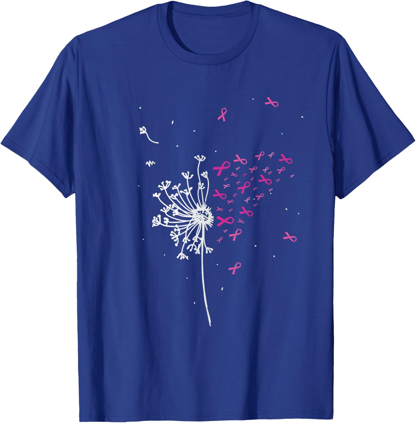Dandelion Pink Ribbon Cool Breast Cancer Awareness Gifts T-Shirt - T-Shirt | Royal