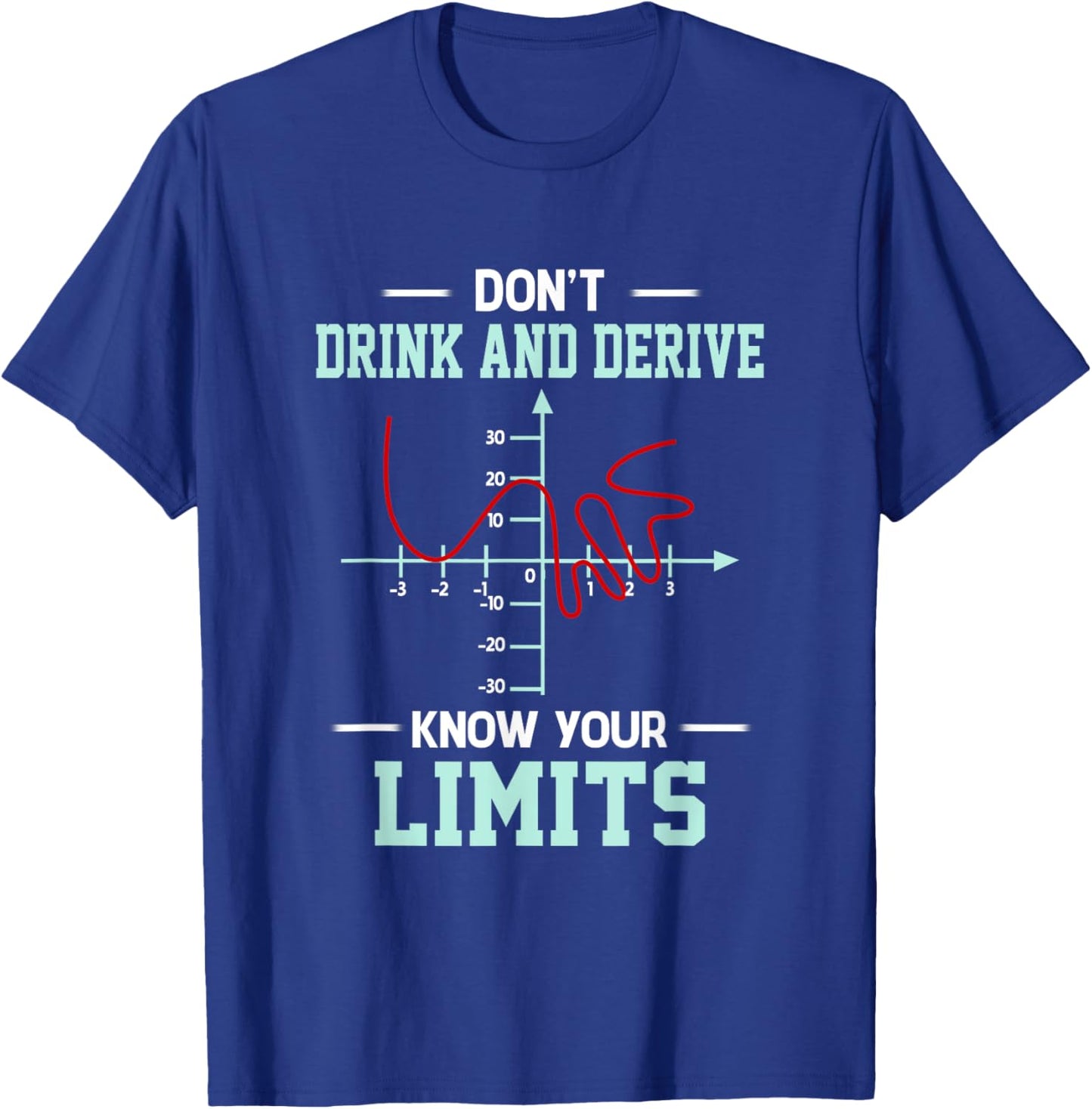 Dont Drink And Derive - Know Your Limit Mathematical Graphs T-Shirt - T-Shirt | Royal