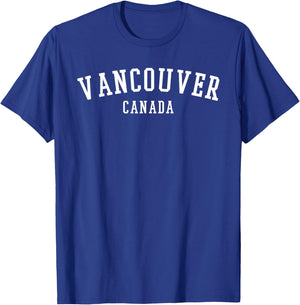 Travel Souvenir Popular Cites Outfit Vancouver, Canada -Adults Black Small Modern Classic Crew Collar Short Sleeve Cotton 65% Polyester 35% T-Shirt - T-Shirt | Royal