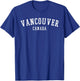 Travel Souvenir Popular Cites Outfit Vancouver, Canada -Adults Black Small Modern Classic Crew Collar Short Sleeve Cotton 65% Polyester 35% T-Shirt - T-Shirt | Royal