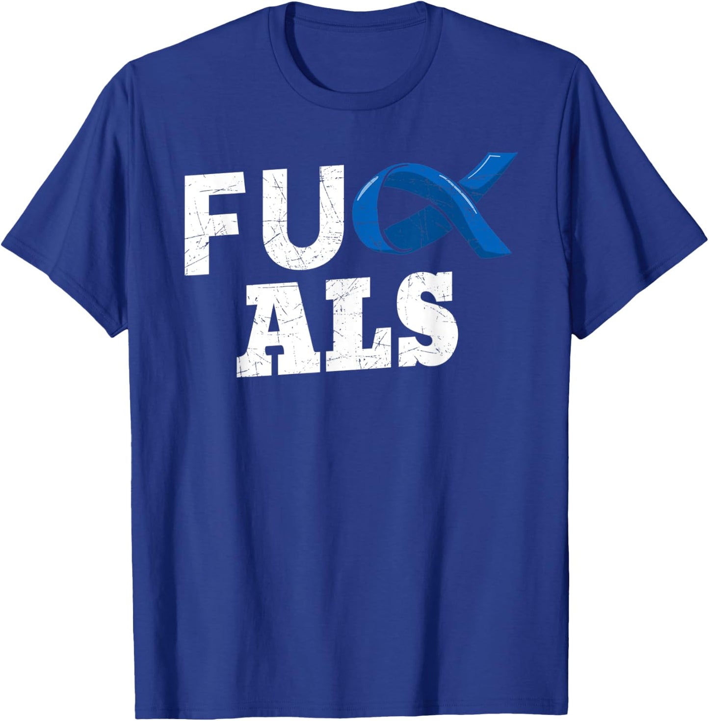 ALS Disease Lou Gehrig's Blue Ribbon Neurological Disorders T-Shirt - T-Shirt | Royal