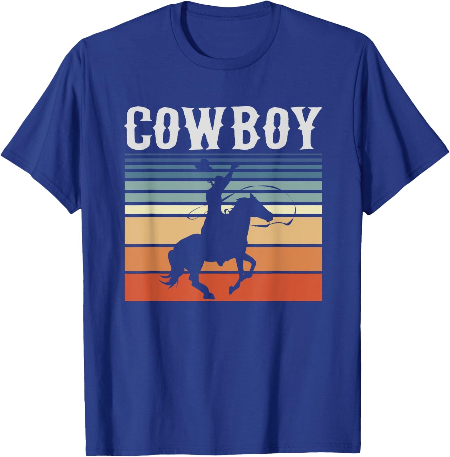 Retro Rodeo Western Bull Riding Line Dance Horse Cowboy T-Shirt - T-Shirt | Royal