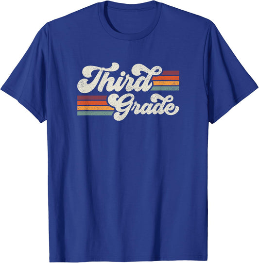 Retro Third Grade Teacher Back To School T-Shirt - T-Shirt | Royal