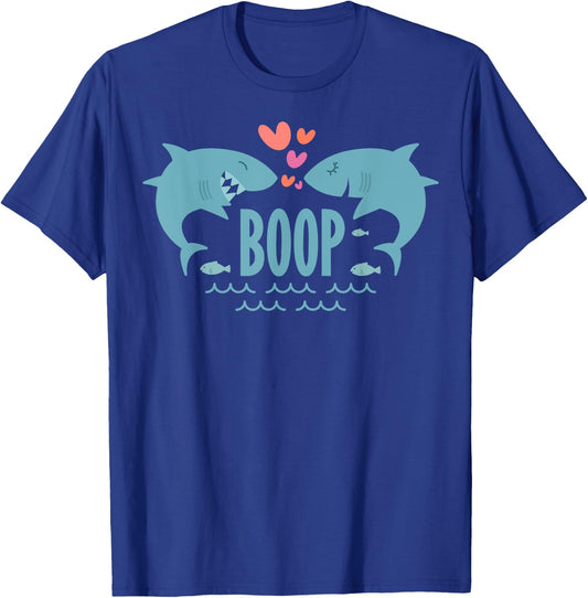 Cute Valentines Day Shark Kisses - Boop Bumping Noses T-Shirt - T-Shirt | Royal