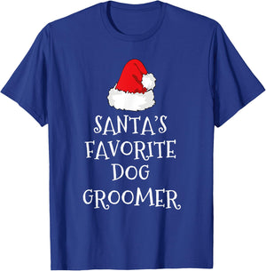 Santa's Favorite Dog Groomer Gift Funny Christmas Grooming T-Shirt - T-Shirt | Royal