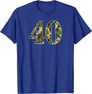 40th Birthday Soldier Number 40 Year Old Military Camo T-Shirt - T-Shirt | Royal