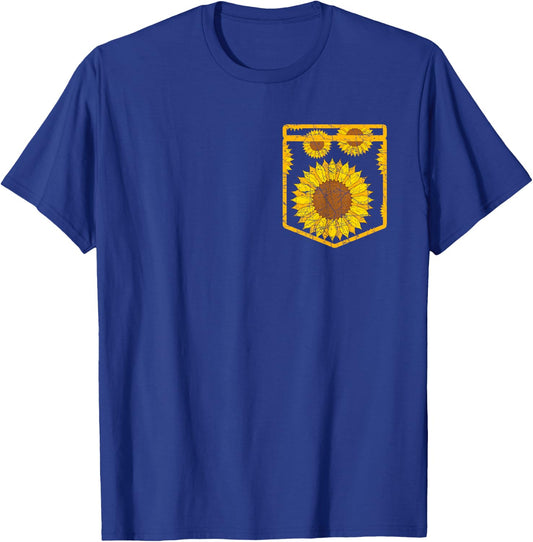 Florist Floral Cute Yellow Flower Pocket Sunflower T-Shirt - T-Shirt | Royal