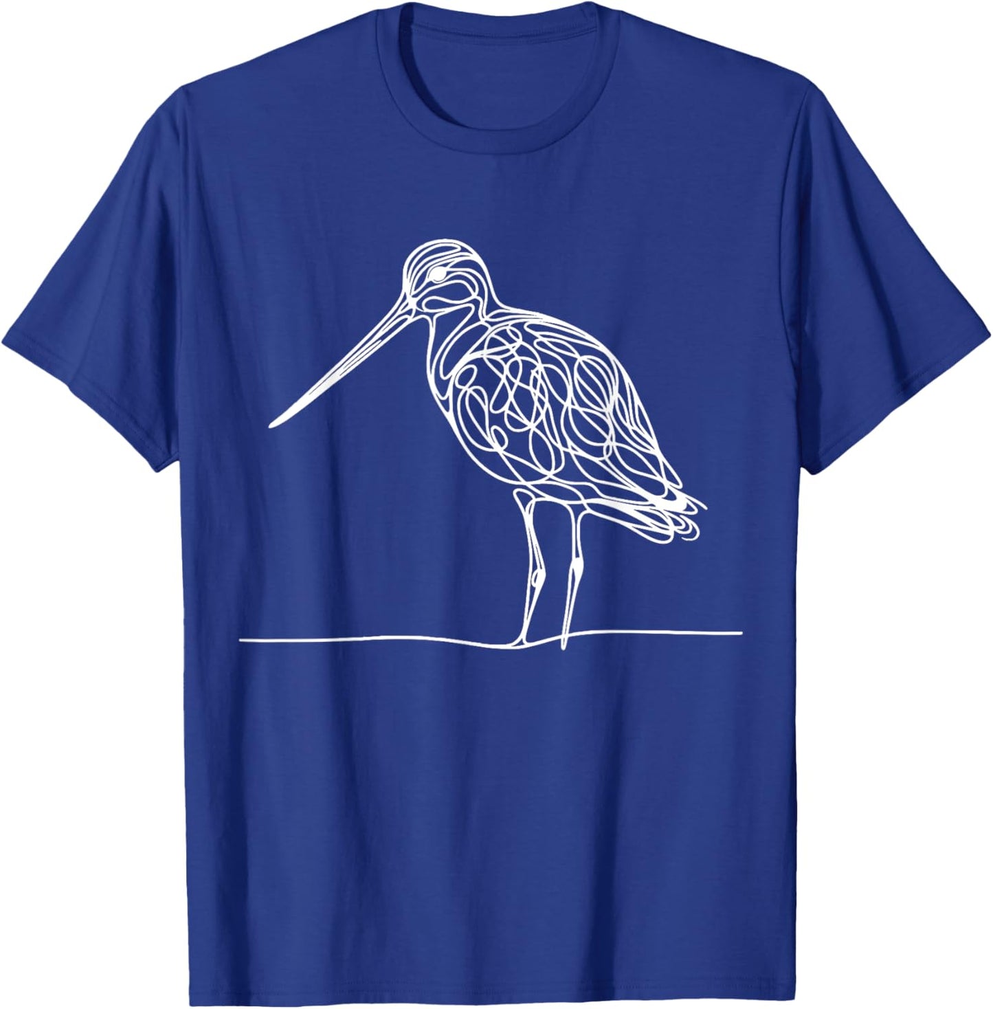 Line Art Bird & Ornithologist Marbled Godwit T-Shirt - T-Shirt | Royal