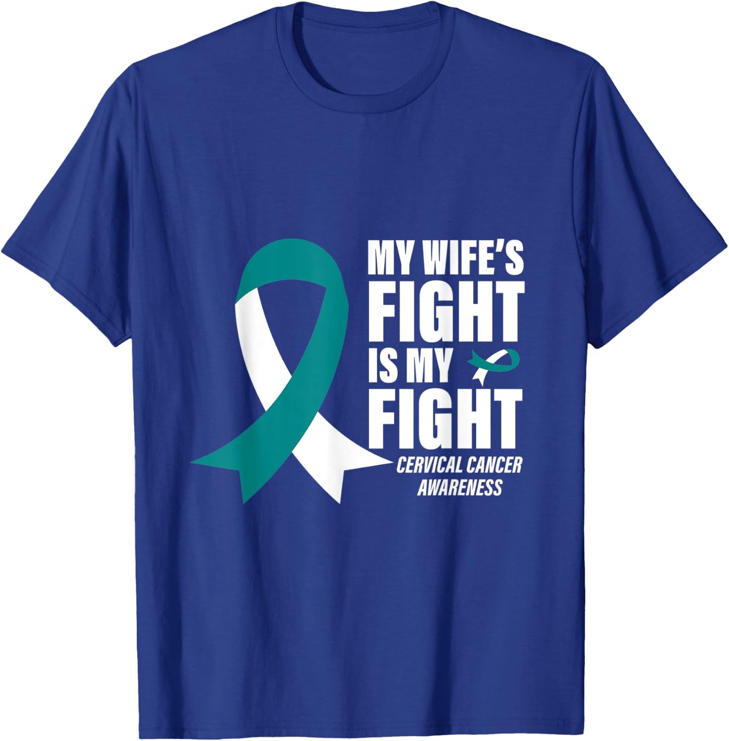 Husband Cancer Support Men Gift Cervical Cancer Awareness T-Shirt - T-Shirt | Royal