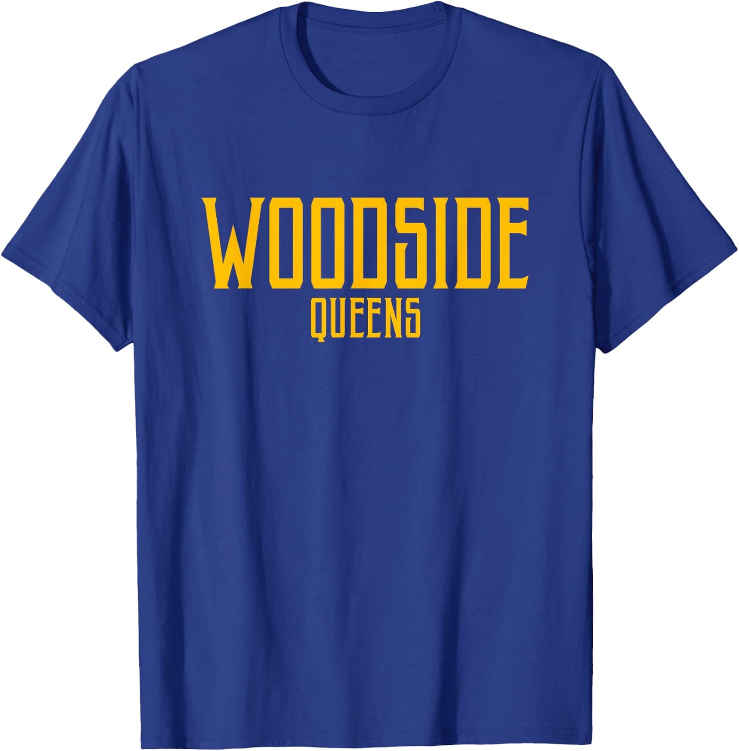 Woodside Queens Text Amber Print T-Shirt - T-Shirt | Royal
