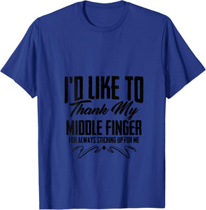I'd Like To Thank My Middle Finger Funny Sarcastic Gift V-Neck T-Shirt - T-Shirt | Royal