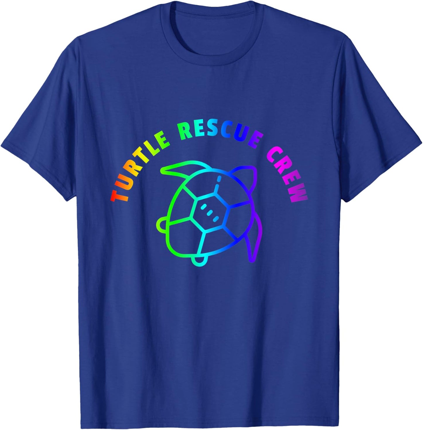 Turtle Rescue Crew Quote - Rainbow Sea Turtle Graphic T-Shirt - T-Shirt | Royal