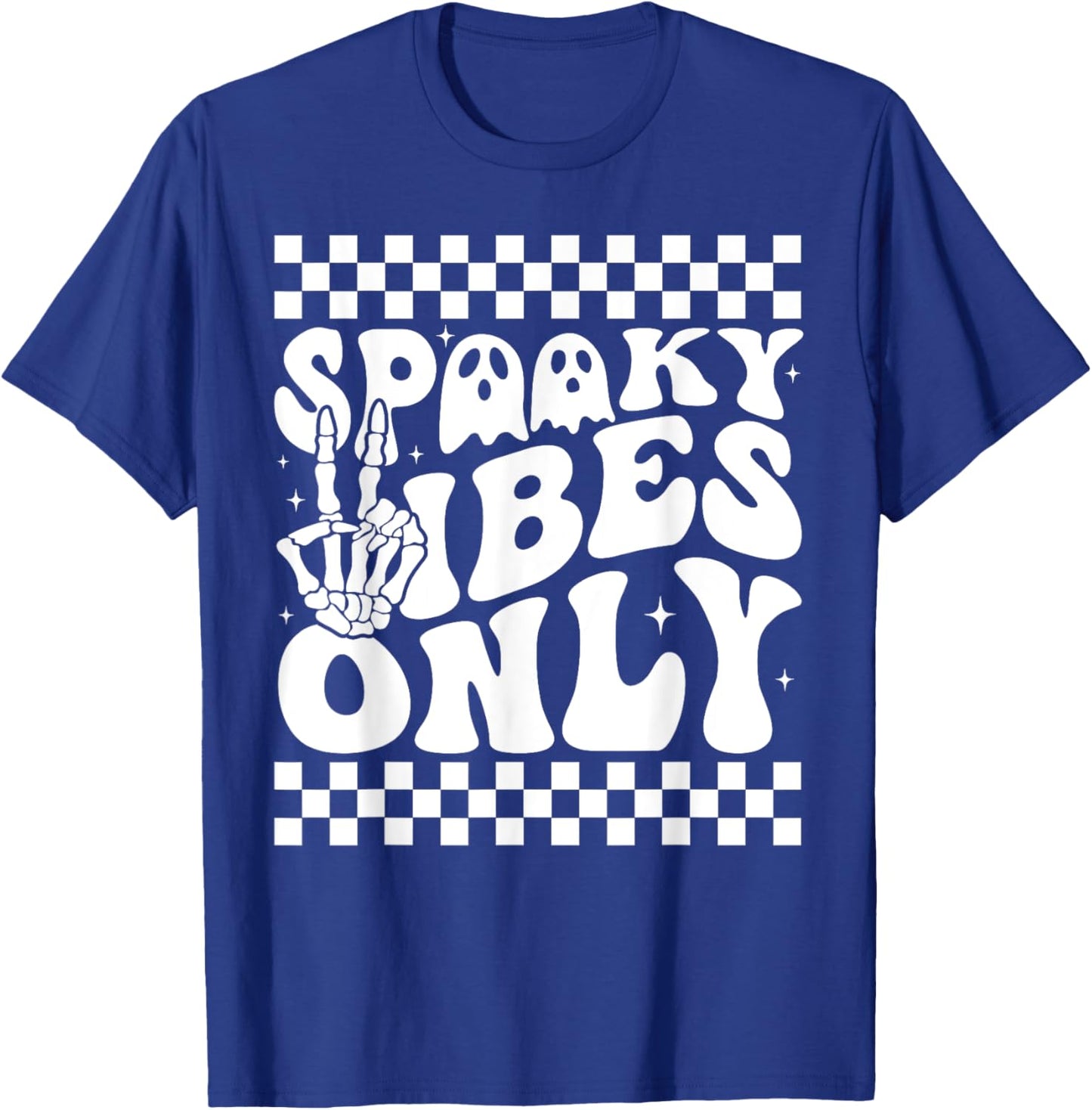 Spooky Vibes Only Toddler Halloween Skeleton Peace Retro T-Shirt - T-Shirt | Royal