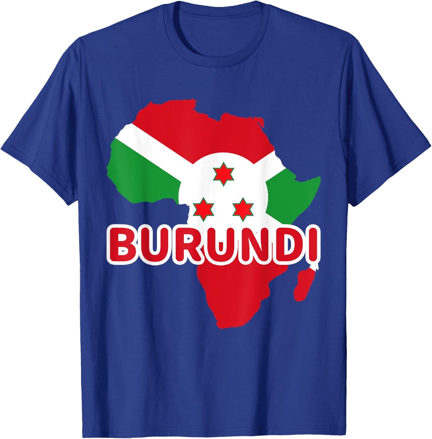 Burundi Burundian Pride Flag Map Africa Print T-Shirt - T-Shirt | Royal