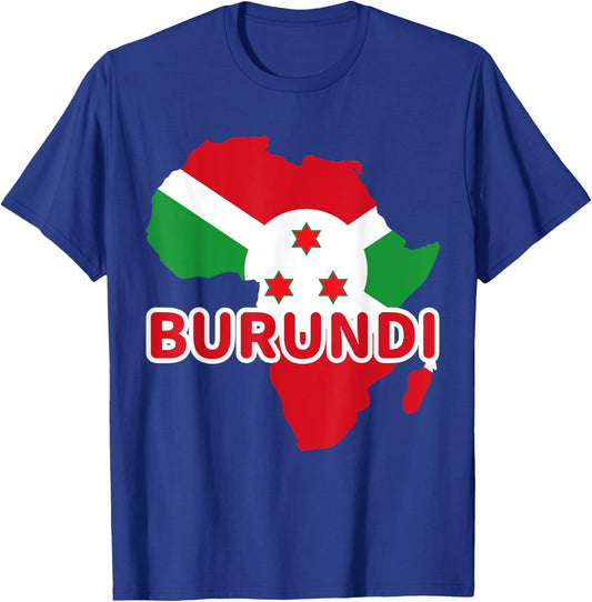 Burundi Burundian Pride Flag Map Africa Print T-Shirt - T-Shirt | Royal