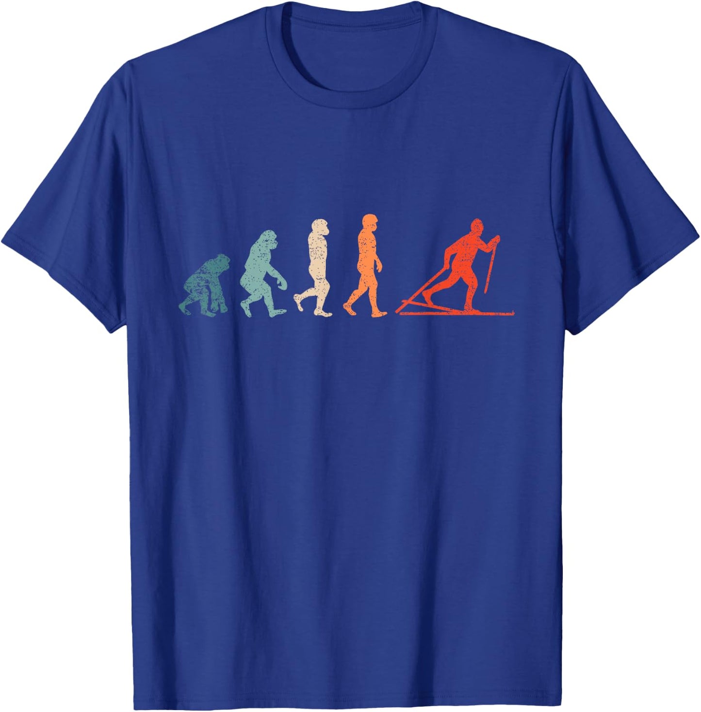 Cross Country Evolution XC Skiing Outfit Funny Ski T-Shirt - T-Shirt | Royal