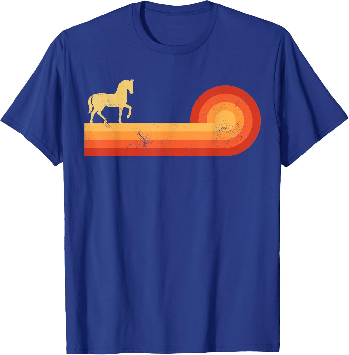 Horse Retro Vintage Sunset Farm Horseback Riding Equestrian T-Shirt - T-Shirt | Royal