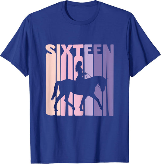 16th Birthday Gift Horse Rider Fan 16 Years Girls T-Shirt - T-Shirt | Royal