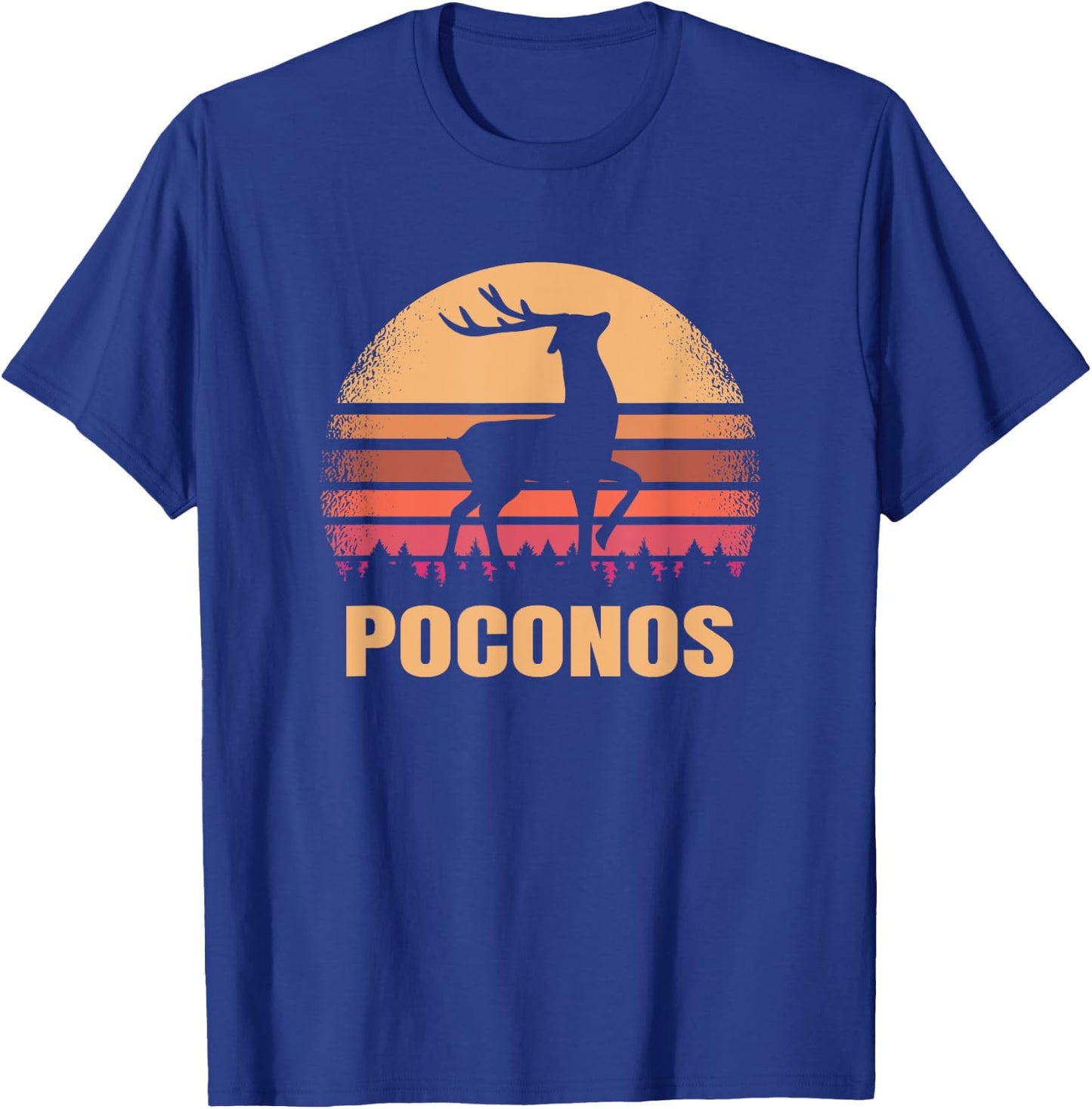 Poconos Pennsylvania Vintage Deer PA Distressed Buck T-Shirt - T-Shirt | Royal