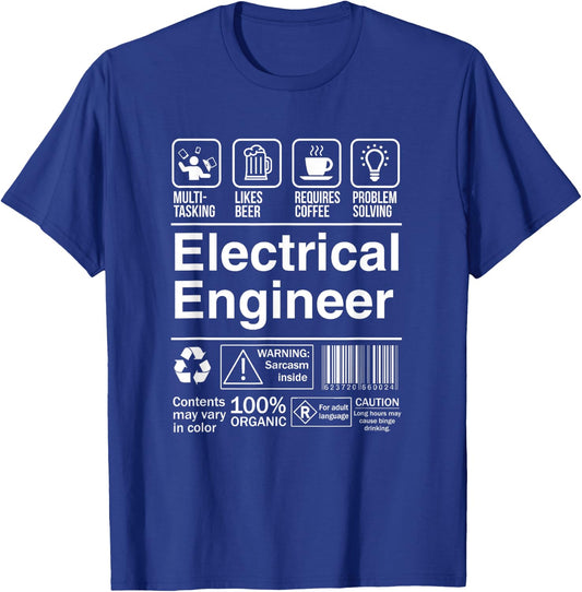 Electrical Engineer Funny Description Label T-Shirt - T-Shirt | Royal