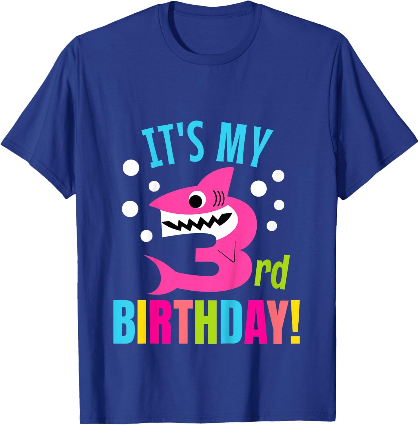 3 Year Old 3rd Shark Party Birthday Baby Gift Girls And Boys T-Shirt - T-Shirt | Royal