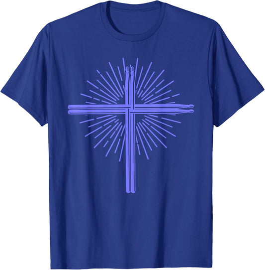 Cool Drumsticks Christian Cross Drummer Gift Women T-Shirt - T-Shirt | Royal