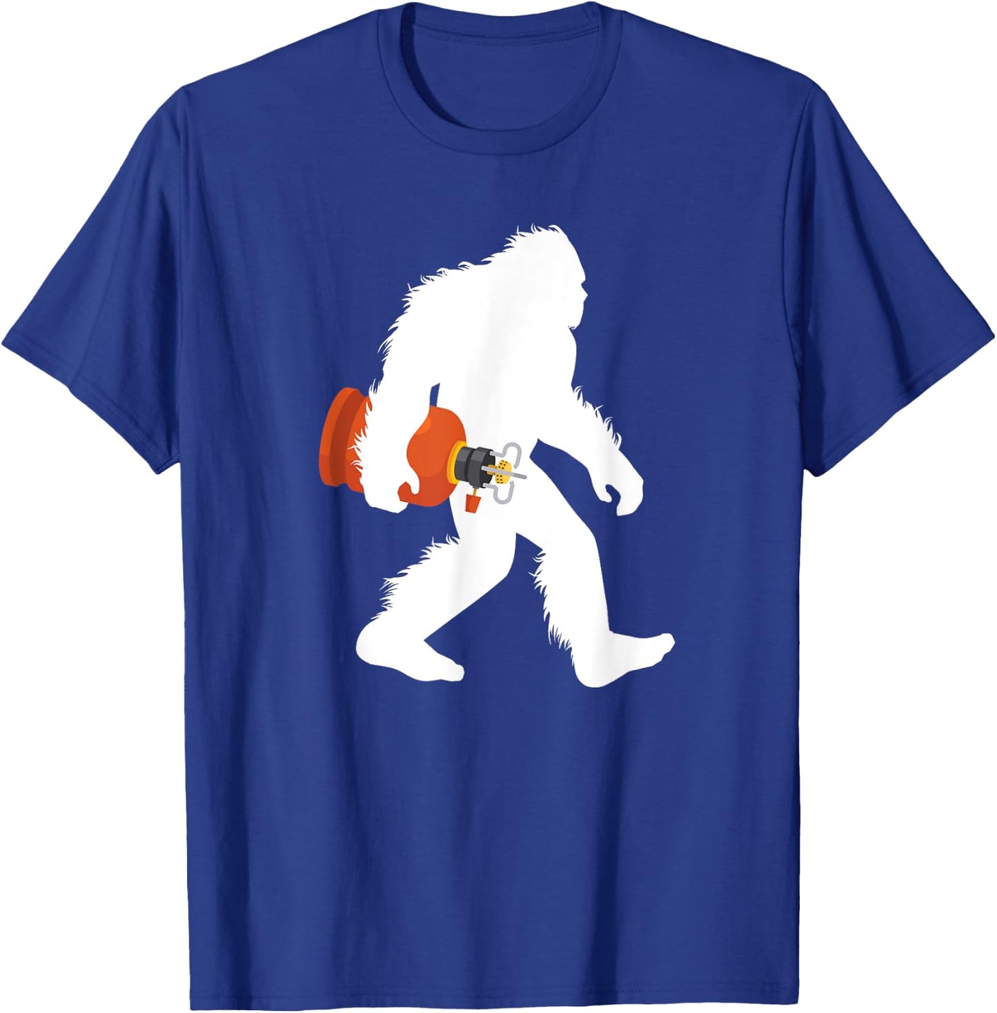 Bigfoot Carrying Propane Tank Sasquatch BBQ Gas Burner T-Shirt - T-Shirt | Royal