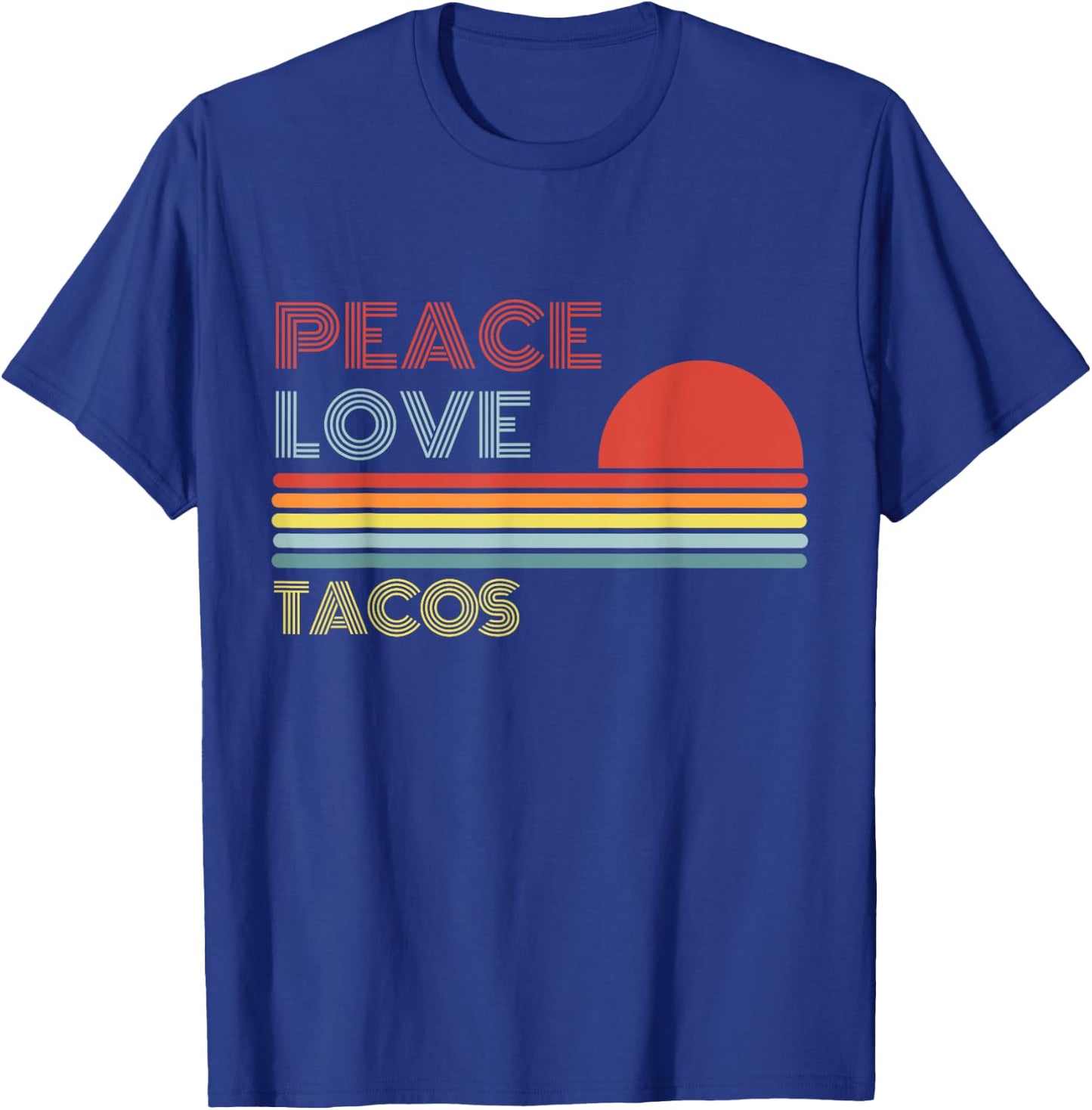 Peace Love Tacos Retro Vintage T-Shirt - T-Shirt | Royal