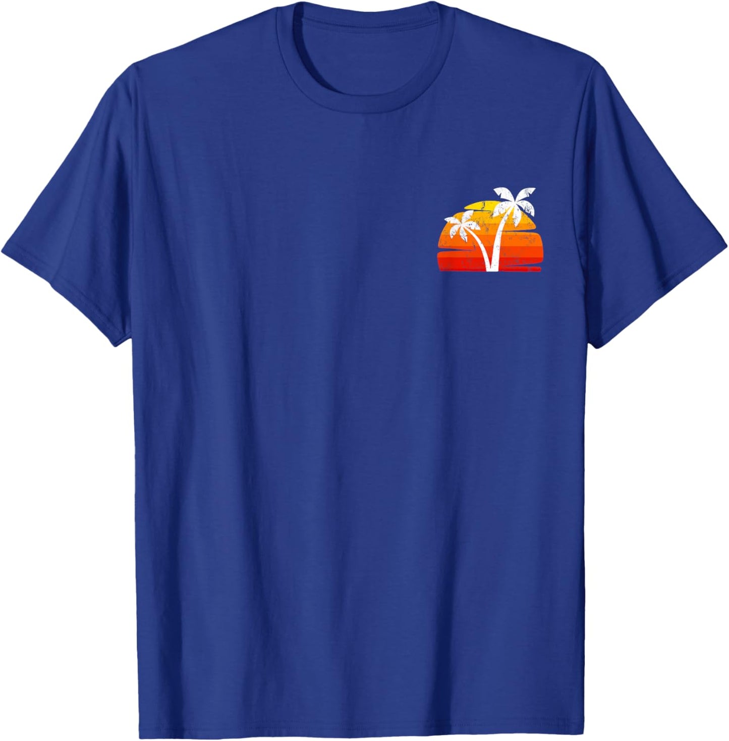 Cool Summer Sunset Vacation Men Women Beach Palm Trees T-Shirt - T-Shirt | Royal